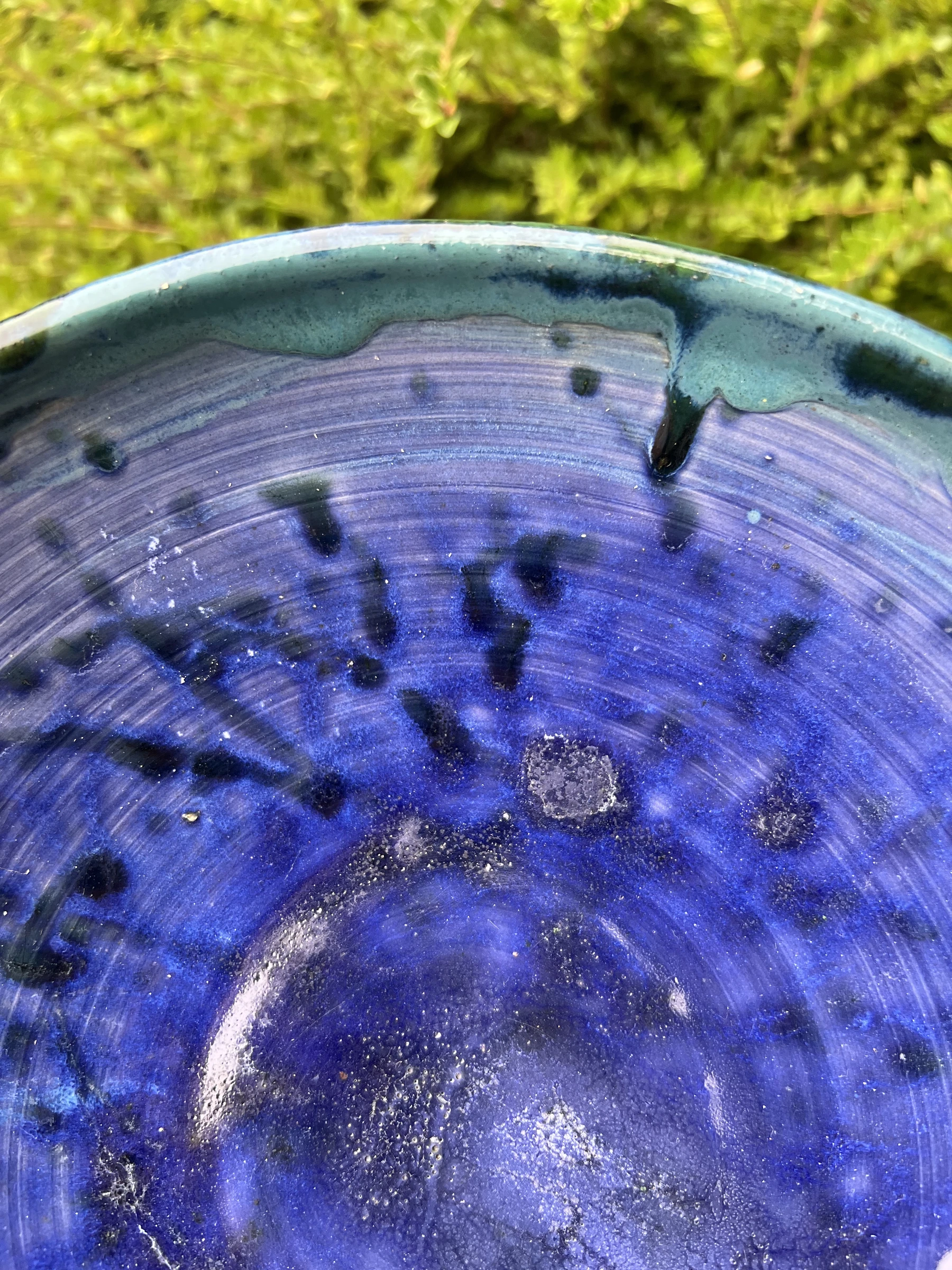 🫐 Large signed salad bowl in glazed blue-green stoneware/terracotta - Handmade – photo 7